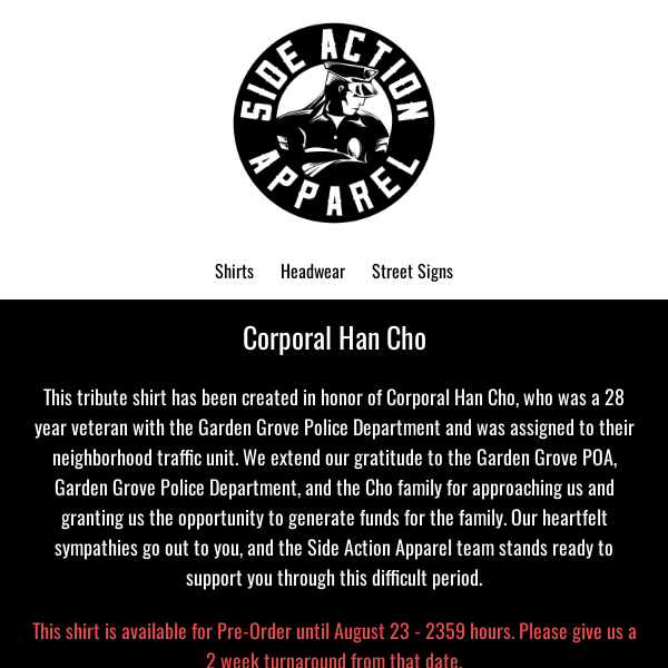 Cpl. Han Cho Tribute Shirt