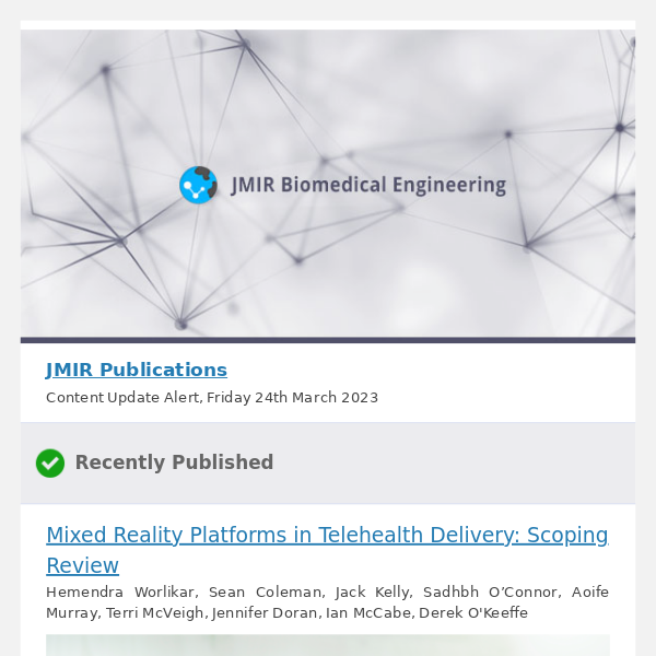 [JBME] Mixed Reality Platforms in Telehealth Delivery: Scoping Review