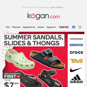 Birkenstocks, Havaianas, Crocs & More Summer Footwear from $7.99*!