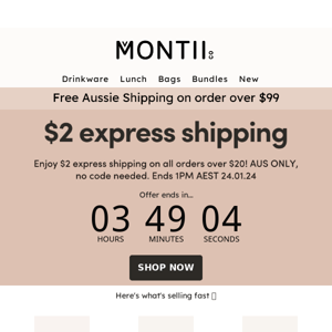 Only 4 hours left ⏰ of $2 Express Shipping