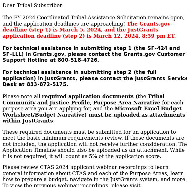 2024 CTAS Solicitation Application Reminders