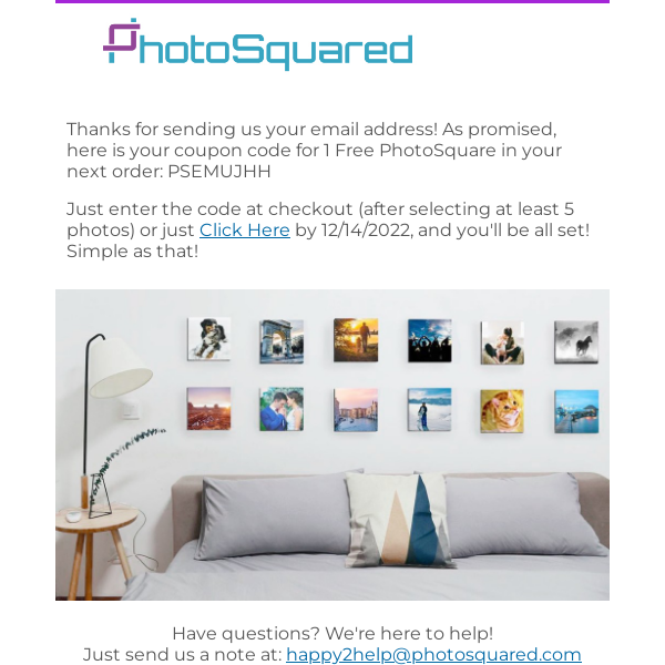 Your PhotoSquared Coupon Code 🙌