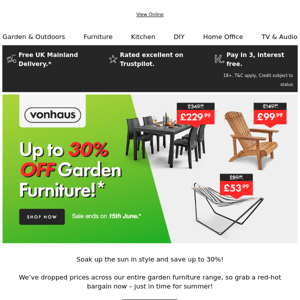 🙌 Save big on garden furniture! Up to 30% off 