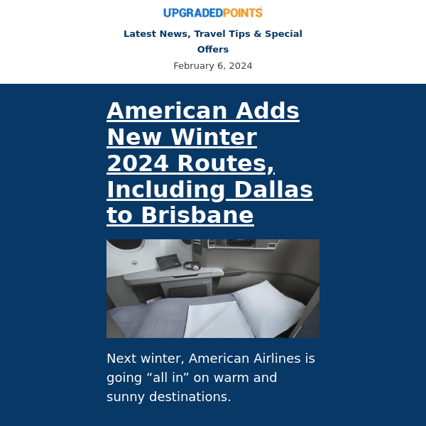 AA's new routes, $150 Conrad daily credit, a 25k-point Amex Offer, and more news...