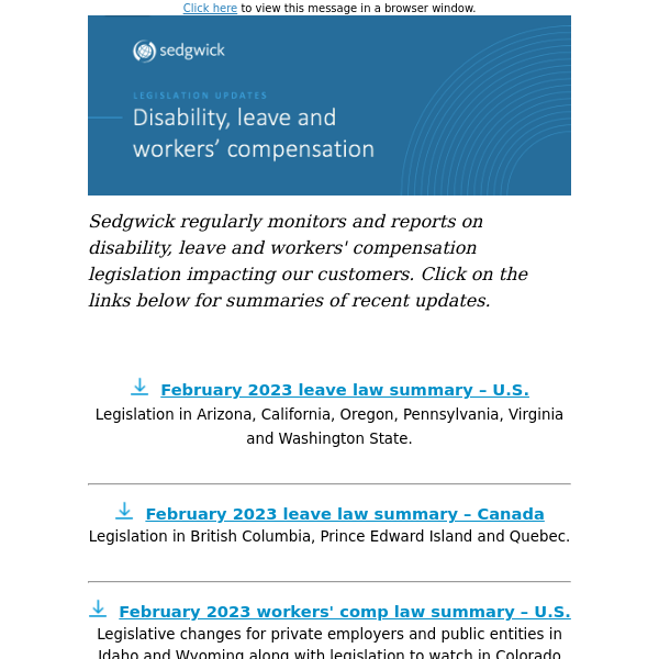 Recent disability, leave and workers’ comp legislation