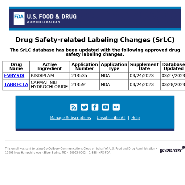 CDER Drug Safety Labeling Changes - 3/28/2023