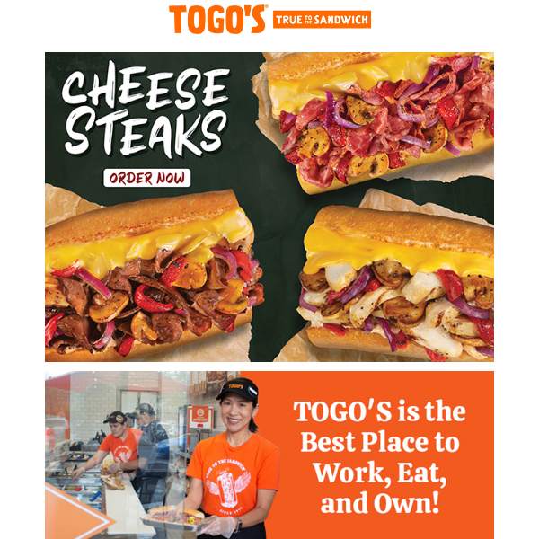 Enjoy a TOGO'S Cheese Steak Today!