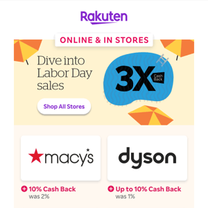 Don’t miss Triple Cash Back + Labor Day sales