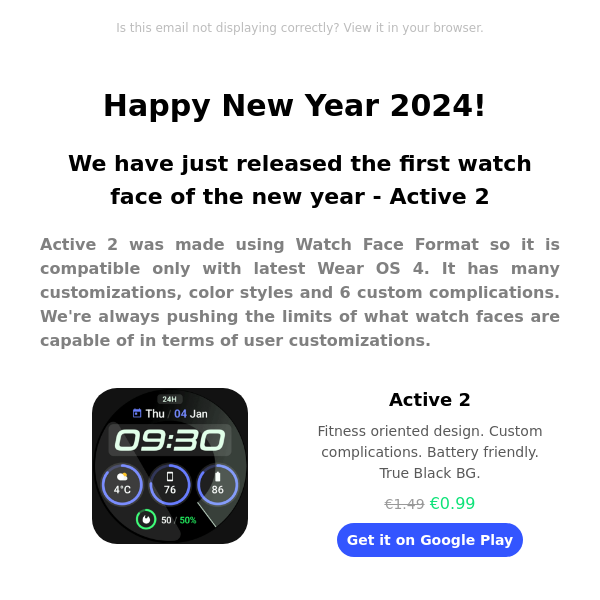 Active 2: Wear OS 4 watch face