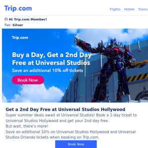 Get a 2nd Day Free at Universal Studios Hollywood