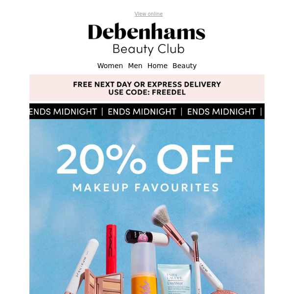 Ends midnight: 20% off makeup favourites + an extra 5% off today only!