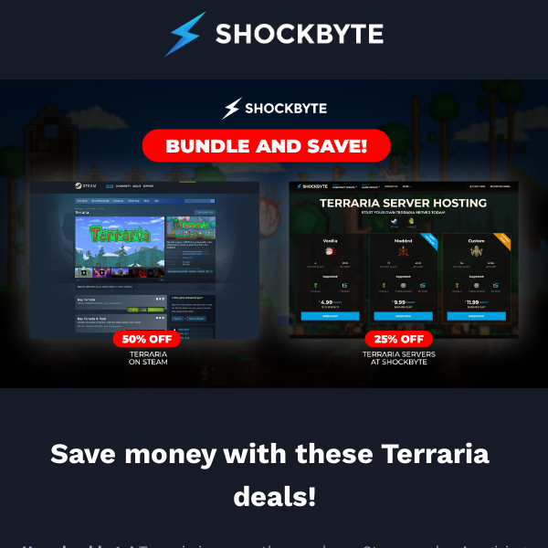 ⏰ 48H Left! Get 50% Off Terraria + 25% Off Servers!