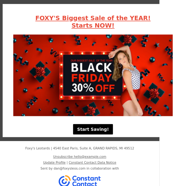 Foxy's HUGE Black Friday Event Ends Today.  Save 30% NOW!
