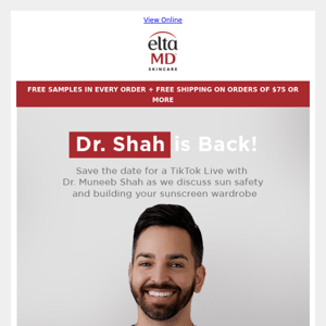 Save the Date: Dr. Shah & EltaMD are on TikTok Live!