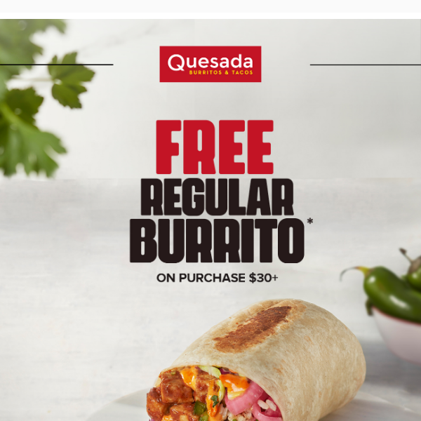 Get a FREE Regular burrito with DoorDash 🛵