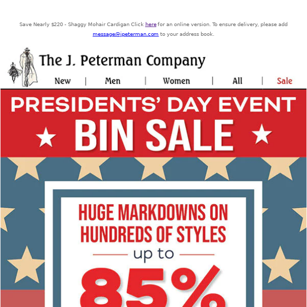 Presidents' Day Event! Up to 85% Off