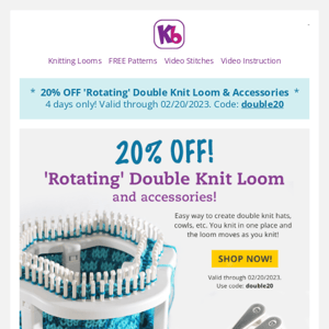 20% Off Rotating Double Knit Loom + Accessories!