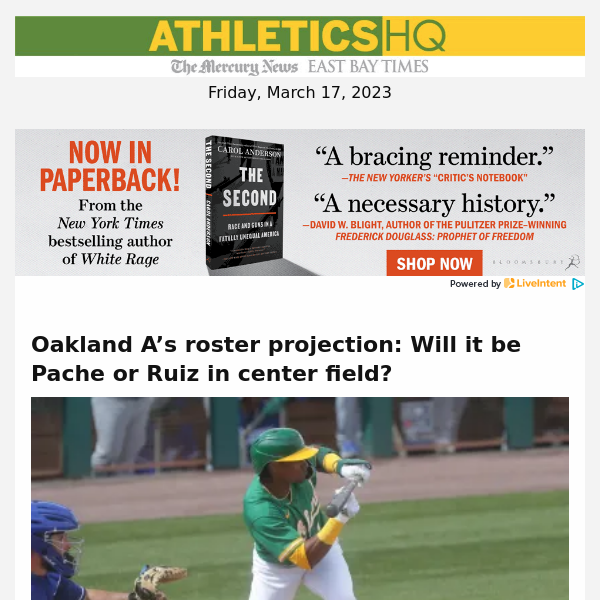 Oakland A’s roster projection: Will it be Pache or Ruiz in center field?