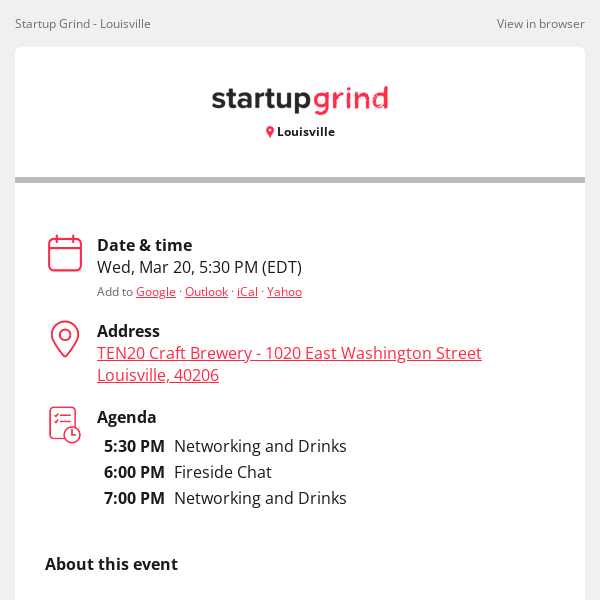 Startup Grind, join us for Fireside Chat with JK McKnight, Founder of Brandjam and Art of Impact