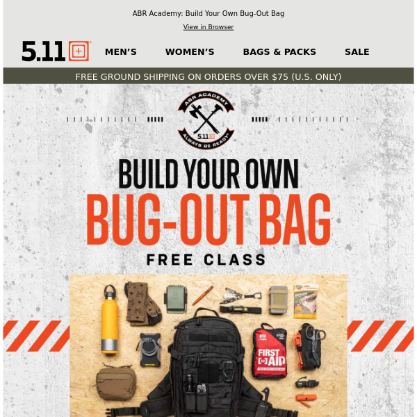 Free Class 📚 Build Your Own Bug-Out Bag - 511 Tactical