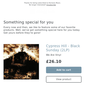 BACK IN! Cypress Hill - Black Sunday (2LP)