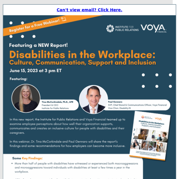 Free Webinar:  Disabilities in the Workplace: Culture, Communication, Support & Inclusion