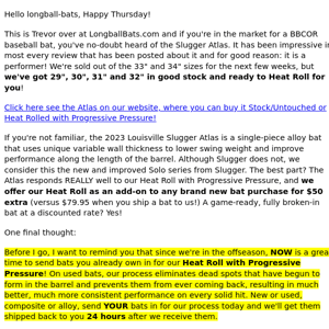 🚨 The Slugger ATLAS 🚨 LOVES our Heat Roll with Progressive Pressure!