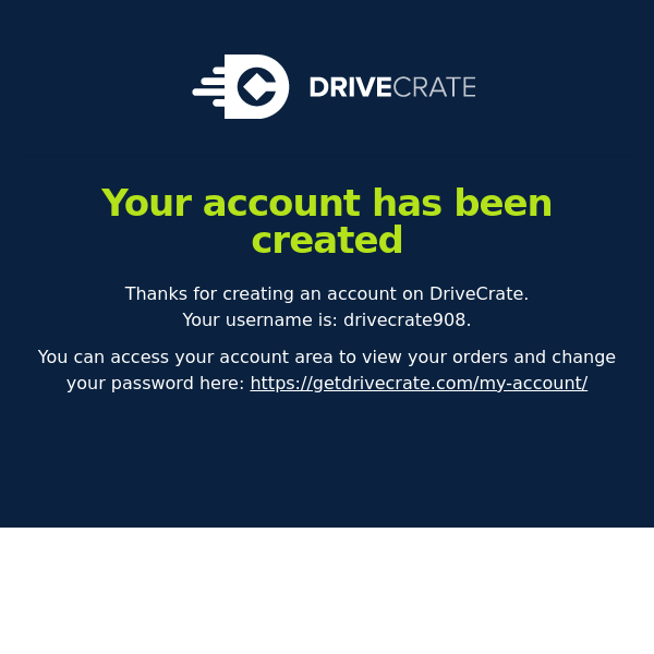 Your DriveCrate account has been created!