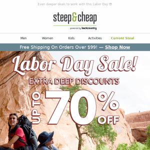 Up to 70% off Labor Day Sale!