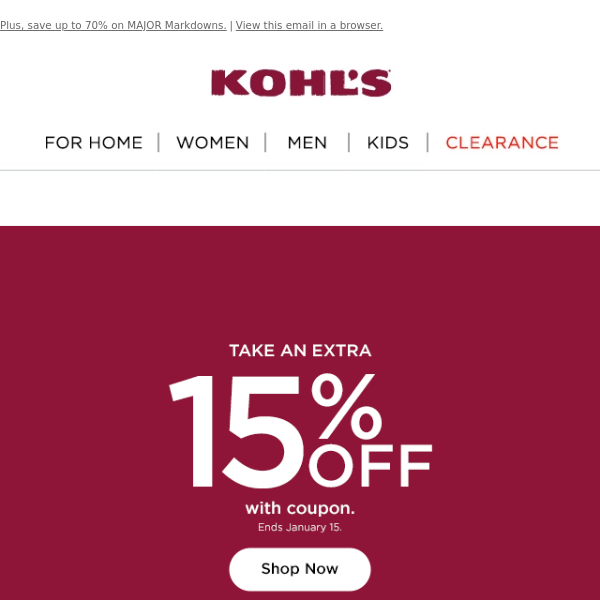 Take 15% off + LAST CHANCE to earn Kohl's Cash 🤑