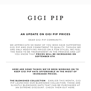 An Update on Gigi Pip Prices