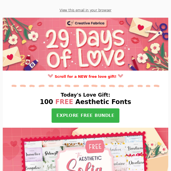 🥰 29 Days of Love: 100 FREE Love Fonts Launched!