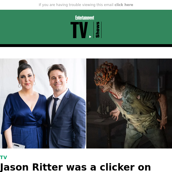 Jason Ritter was a clicker on wife Melanie Lynskey's episodes of 'The Last of Us'