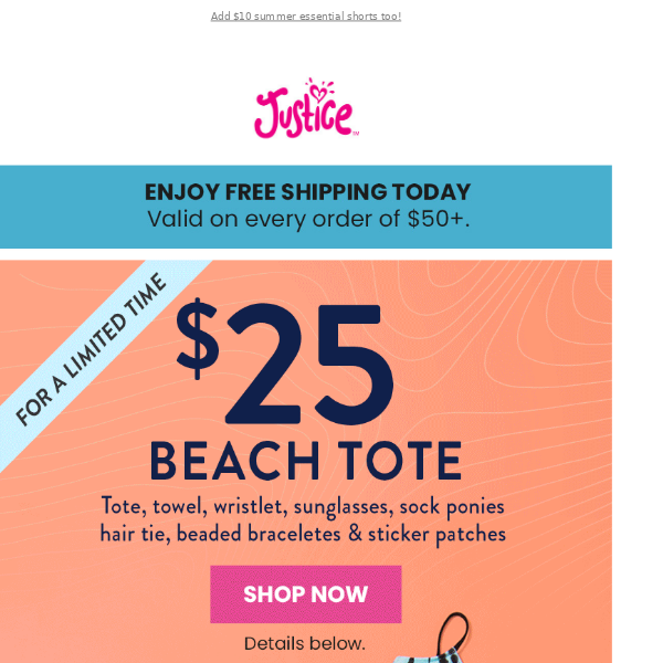 Doorbuster: NEW $25 Beach Tote + $10 swimsuits