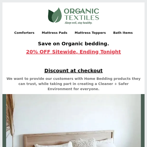 Buy Organic Bedding On Less - 20% OFF Ending Tonight