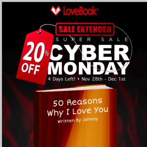 SAVE 20% - Sale Extended! CYBER MONDAY