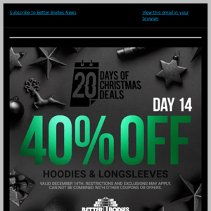 40% OFF ALL HOODIES AND LONGSLEEVES - TODAY ONLY