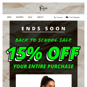 15% OFF! Back to School Sale!