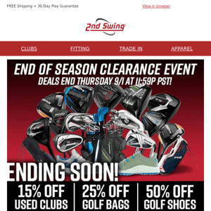 15% OFF Used Clubs + Be the First to Get Fit for Titleist TSR - Fittings Start September 8th!