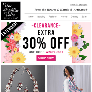 EXTENDED! 30% Off Clearance Ends Tonight