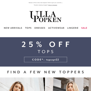 25% off ALL TOPS starts TODAY