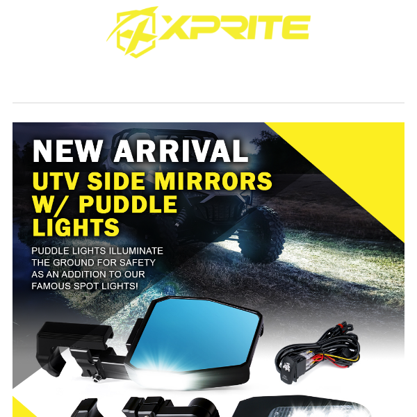 NEW🔥: UTV SIDE MIRRORS W/ PUDDLE LIGHTS