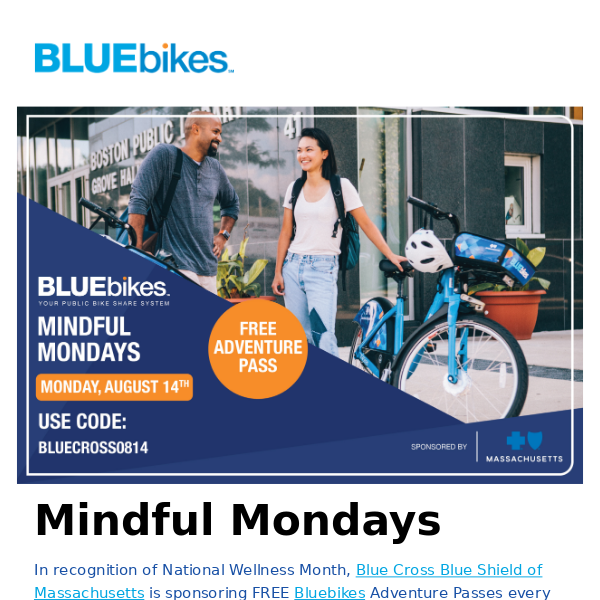 Blue bike sales monthly pass