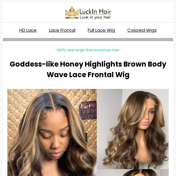 Only 1| 16 Inch Goddess-like Highlights Frontal Wig 25% OFF