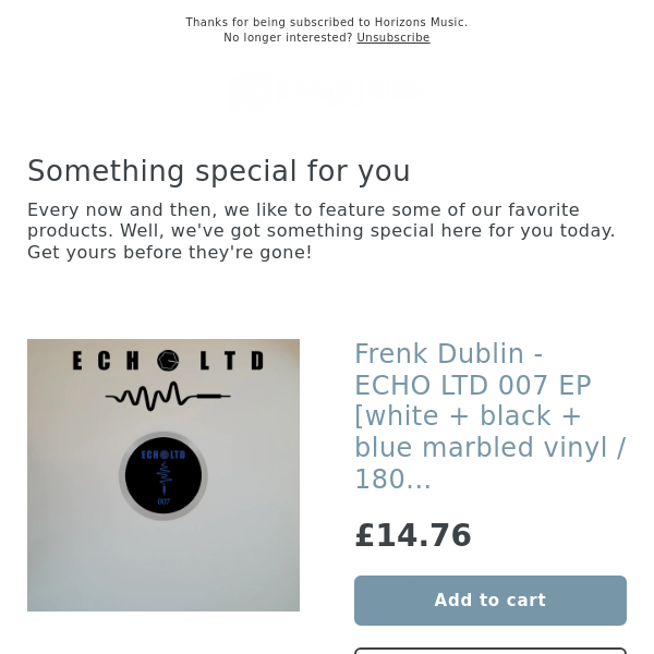 NEW! Frenk Dublin - ECHO LTD 007 EP [white + black + blue marbled vinyl / 180 grams