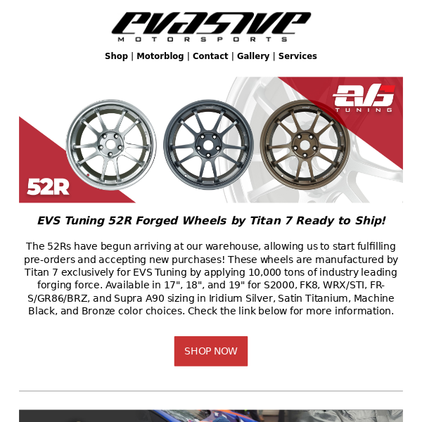 EVS Tuning 52R Wheels Arrived! Pikes Peak Jackets, PIAA