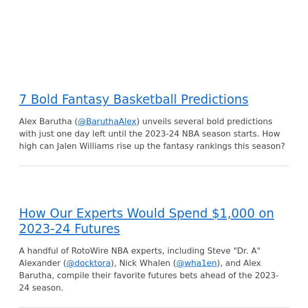 7 Bold Fantasy Basketball Predictions