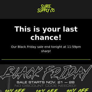 LAST CHANCE! Black friday/cyber monday deals end tonight at midnight!