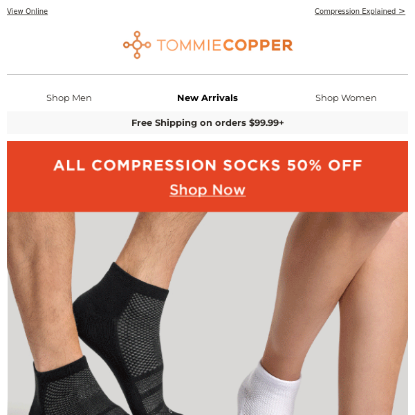 50% off compression socks for more comfortable feet!