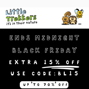 Extra 15% OFF Ends Tonight ⚫